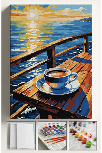 Corvo Sayılarla Boyama Seti Numaralı Tuval Fırça Boya Dahil Kasnaklı Set 40x5...