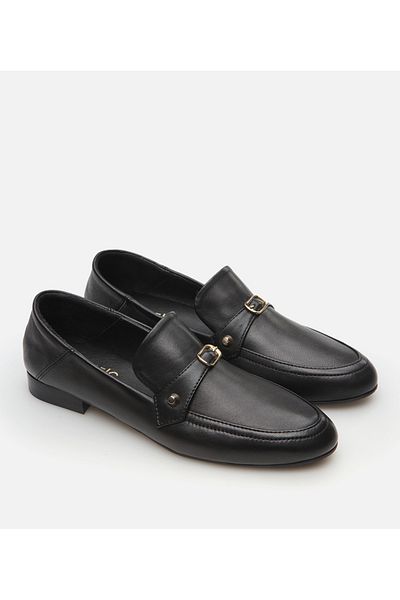 Hotiç Mocasini negru din piele de dama