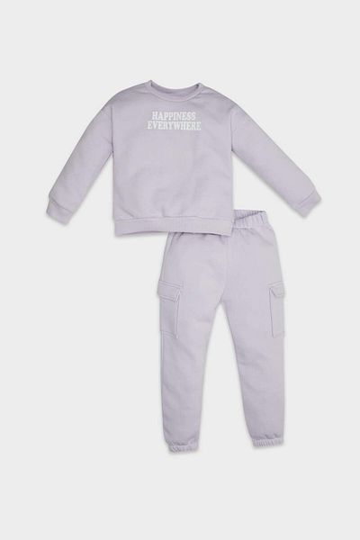 DeFacto Bedruckter Jogger-Trainingsanzug mit elastischer Taille und dickem Sweatshirt-Set für Babys – D6206a5ns