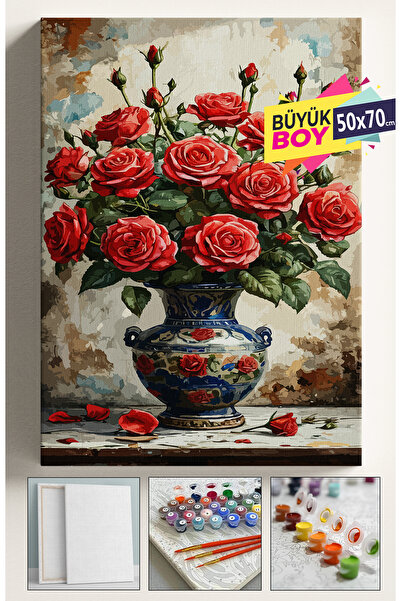 Corvo Sayılarla Boyama Seti Numaralı Tuval Fırça Boya Dahil Kasnaklı Set 50x7...