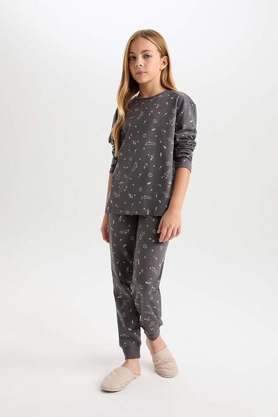 DeFacto Set pijamale cu model pentru fete - mânecă lungă, talie elastică, D6654a824wn
