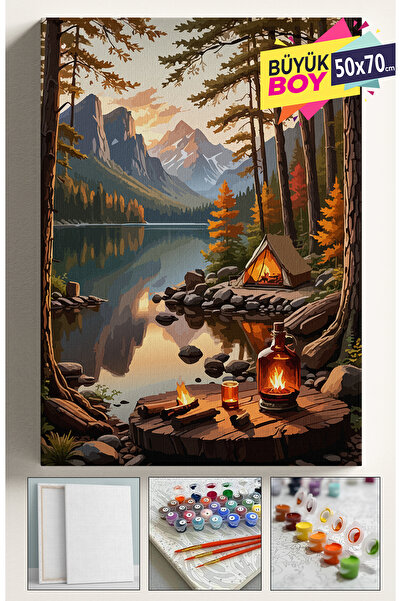 Corvo Sayılarla Boyama Seti Numaralı Tuval Fırça Boya Dahil Kasnaklı Set 50x70 Cm - ÇADIR KAMP
