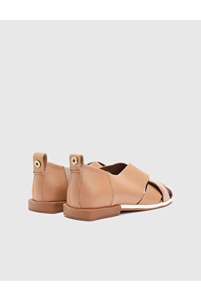 İLVİ Hintum Hakiki Deri Kadın Koyu Bej Sandalet