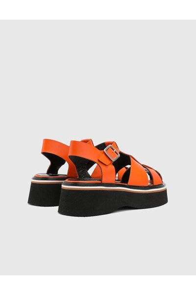 İLVİ Jelena Hakiki Deri Kadın Turuncu Sandalet