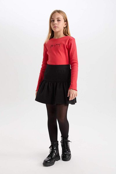 DeFacto Fusta de bază cu volan elastic cu talie simplă pentru fete D7195A824WN