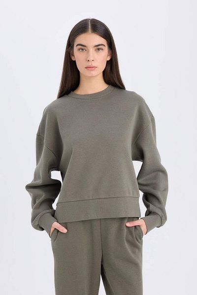 DeFacto Boxy Fit Crew Neck Thick Basic Plain Sweatshirt 25K 801005150