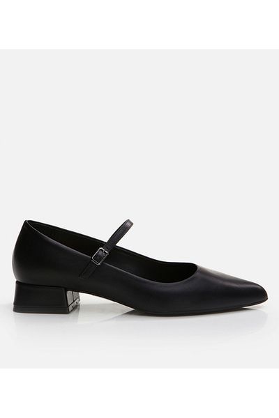 Hotiç Mary Jane din piele de damă, negru, toc gros