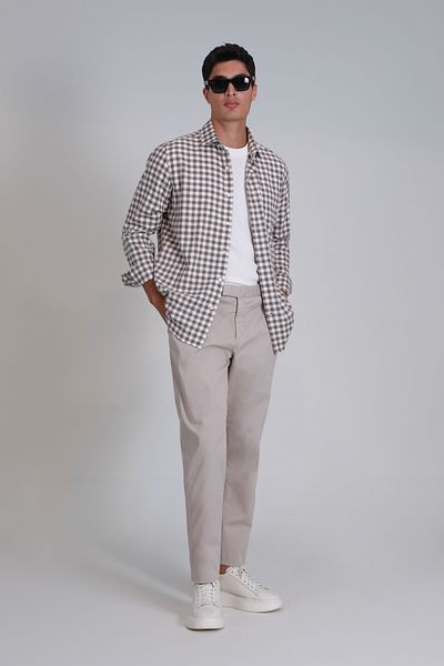 Lufian Pantaloni chino slim fit pentru bărbați Gabriel Sports - Stone
