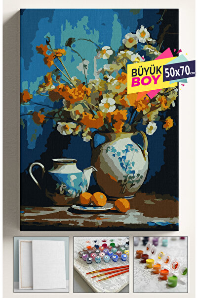 Corvo Sayılarla Boyama Seti Numaralı Tuval Fırça Boya Dahil Kasnaklı Set 50x7...