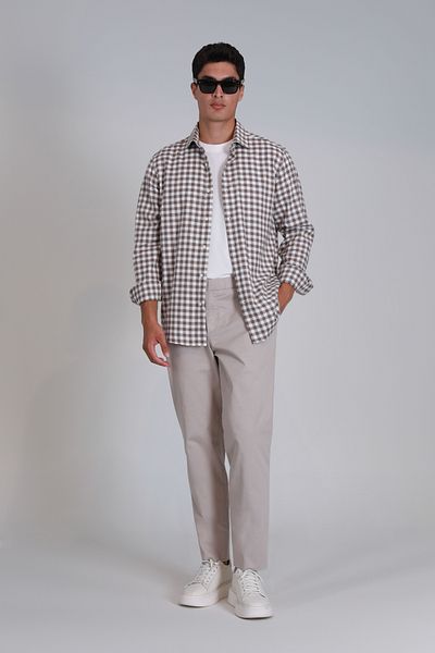 Lufian Pantaloni chino slim fit pentru bărbați Gabriel Sports - Stone