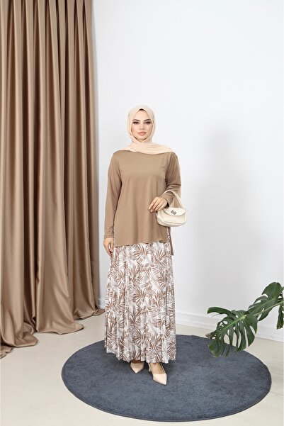 NİSUM MODA مجموعة تنورة بنمط النخيل