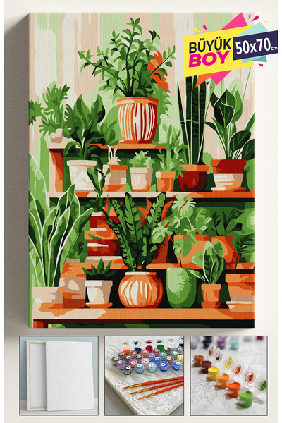 Corvo Sayılarla Boyama Seti Numaralı Tuval Fırça Boya Dahil Kasnaklı Set 50x7...