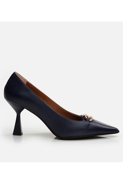 Hotiç Stiletto din piele de damă bleumarin