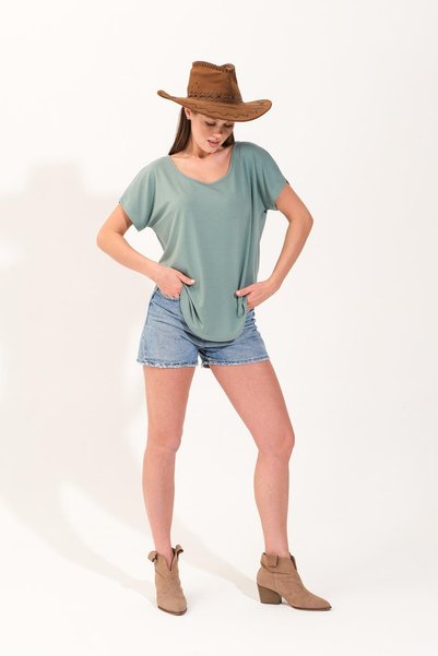 Signature Style 725107_kadın Düşük Kollu Yuvarlak Yakalı Cool&comfort Tshirt