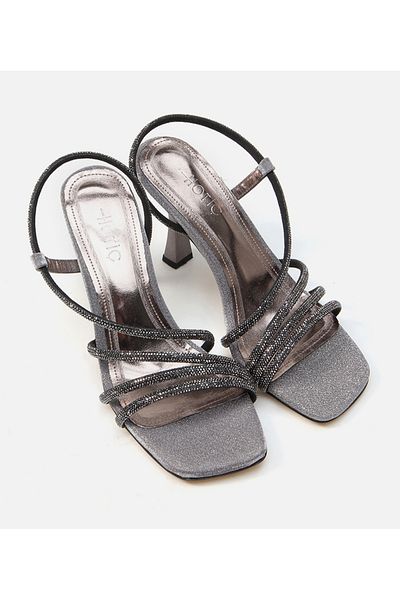 Hotiç Rochie de seară gri pentru damă Sandale cu toc