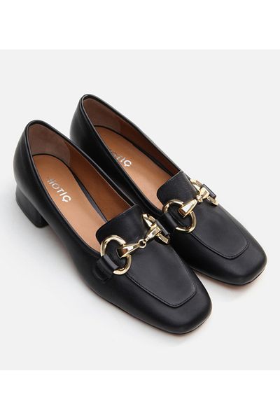 Hotiç Black Mary Jane - Genuine Leather Thick Heeled Women's Shoes