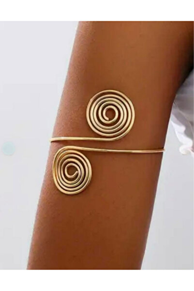 İLKYAZ AKSESUAR إكسسوار ذراع حلزوني معدني ذهبي اللون (9 سم)