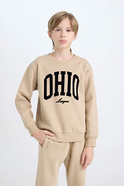 DeFacto Erkek Çocuk Bisiklet Yaka Baskılı Sweatshirt D3034A824WN