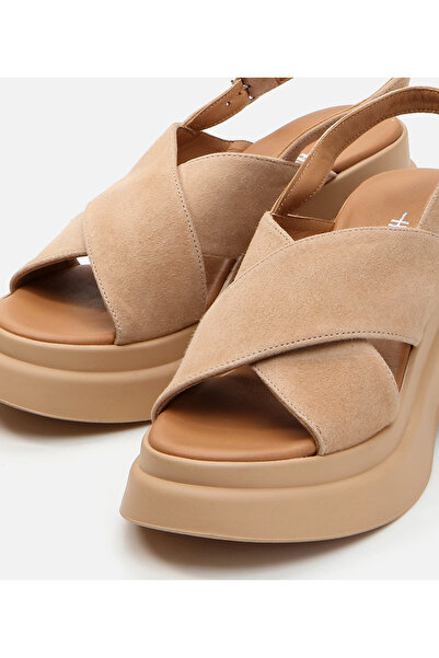 Hotiç Women's Leather Beige Heeled Sandals