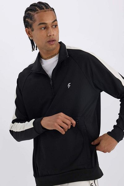 DeFacto Defactofit - Stand Collar Zippered Skuba Diving Fabric Pocket Sports Sweatshirt X9124Az24Au