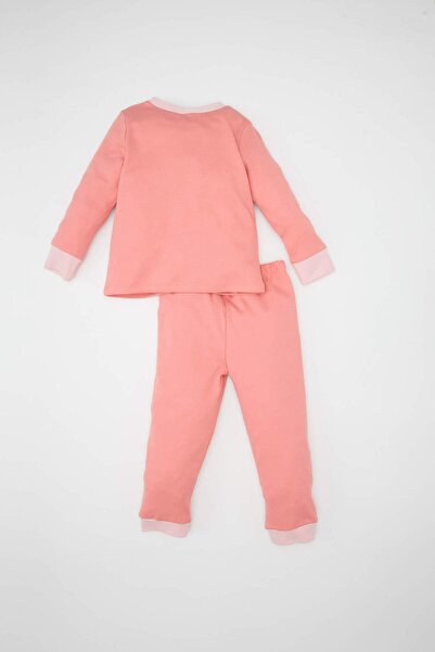 DeFacto Kız Bebek Pijama Takımı Baskılı Uzun Kollu Üst Beli Lastikli Alt D3441A524AU