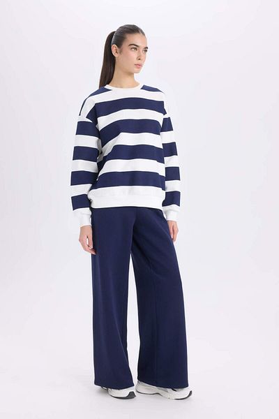 DeFacto Pantaloni de sport de iarnă Jogger Standard Fit Basic Solid Talie elastică Pantaloni largi Lungime lungă D6274AX24A
