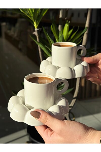 Onedekor 2 Kişilik Puffyl White Kahve Fincanı Seti Hediyelik