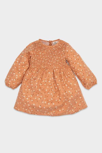 DeFacto Baby-Mädchen-Kleid mit Blumenmuster, langen Ärmeln und Knöpfen, D2543a524au