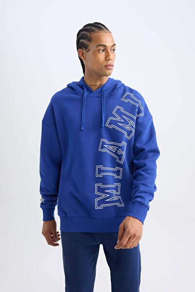 DeFacto DeFactoFit NBA Miami Heat Oversize Geniş Kalıp Kapüşonlu Kalın Sweatshirt D0677AX24AU