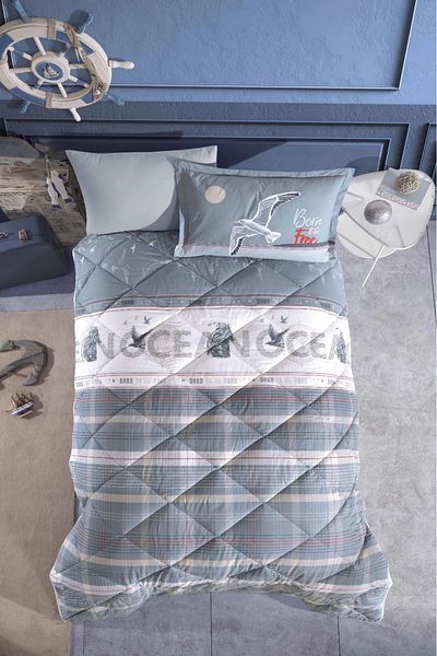 Clasy Ranforce 100% Cotton Single Sleeping Set Ocean