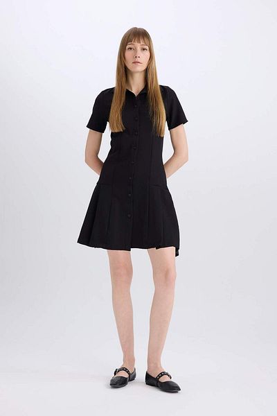 DeFacto Rochie mini plisată cu mânecă scurtă, de bază, cu gât polo D4203ax24au
