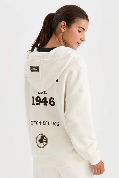 DeFacto NBA Boston Celtics Oversize-Sweatshirt mit Kapuze und dickem Reißverschluss