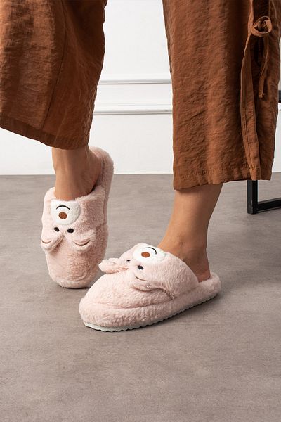 StWenn Women's House Slippers Teddy Bear Figured Plush House Slippers Do Not Make Sound Sole Warm Stylish Design