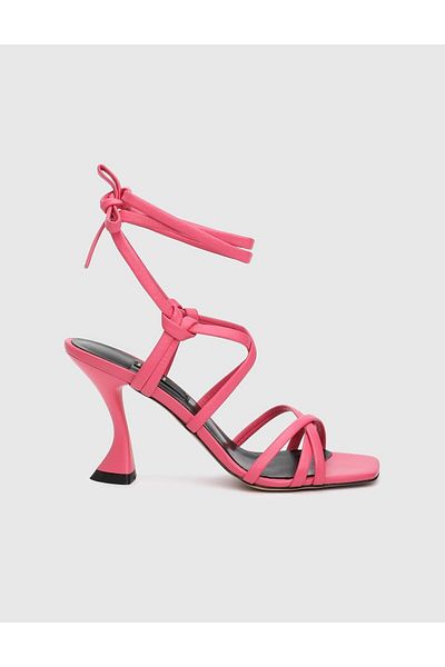 İLVİ Pink Heeled Genuine Leather Niall Women's Sandals