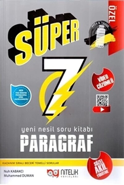 Nitelik Yayınları Nitelik 7.sınıf Yeni Nesil Süper Paragraf Soru Bankası