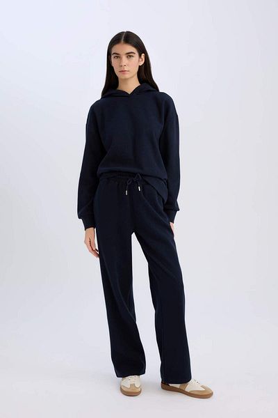 DeFacto Wide Leg Winter Pants Wide Loose Leg Elastic Waist Lace-Up Basic Straight with Pockets E1998Ax24Wn