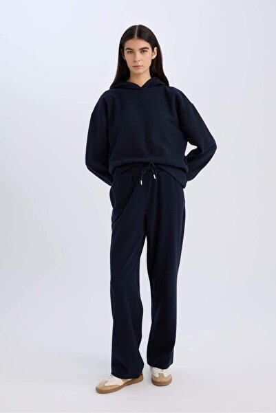 DeFacto Széles szárú téli nadrág széles, bő szárú, rugalmas derék, fűzős Basic egyenes zsebekkel E1998AX24WN