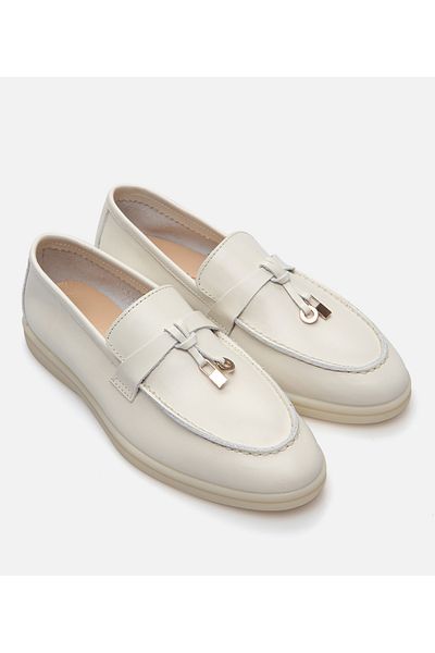 Hotiç Loafer din piele ecru pentru femei