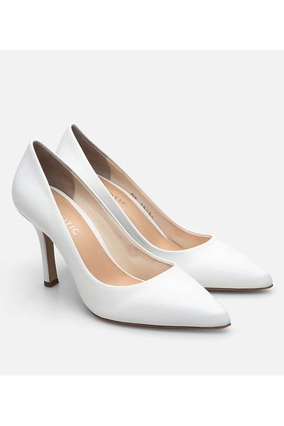 Hotiç Stiletto alb din piele de damă
