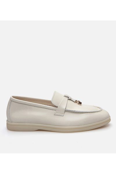 Hotiç Loafer din piele ecru pentru femei
