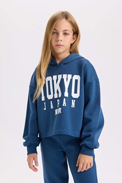 DeFacto Kız Çocuk 2'li Takım Baskılı Sweatshirt Beli Lastikli Jogger Eşofman Altı D2217A824WN