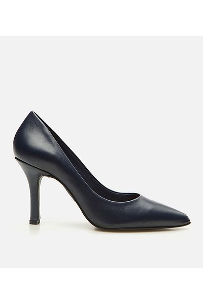 Hotiç Stiletto din piele de damă bleumarin