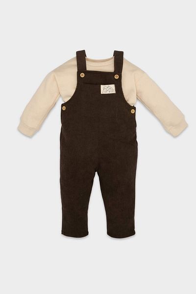 DeFacto Baby Boy Σετ 2 μακρυμάνικο μπλουζάκι με εμπριμέ βελούδινο σαλοπέτ D5693A524WN
