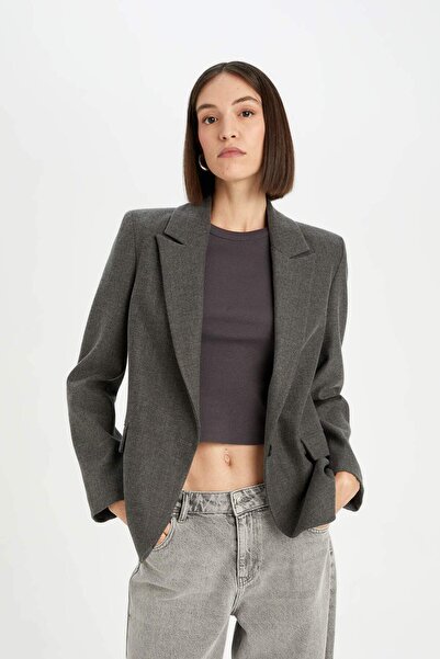 DeFacto Wide Fit - Button Basic Blazer Jacket D5869Ax24Au
