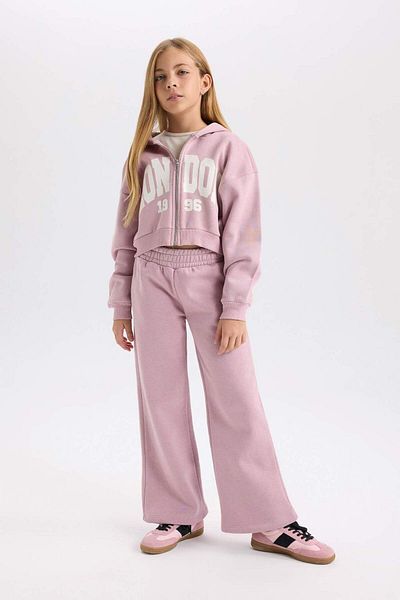 DeFacto Set de 2 piese pentru fete, hanorac cu glugă, cu fermoar, cardigan, pantaloni de sport, pantaloni de sport D0728A824AU