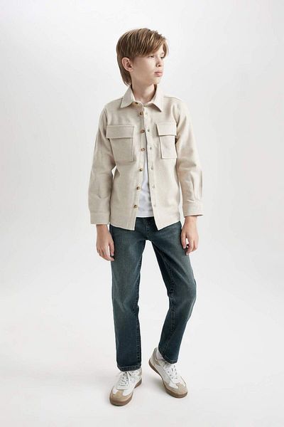 DeFacto Boy's Polo Neck Long Sleeve Double Pocket Shirt C9117A824Wn