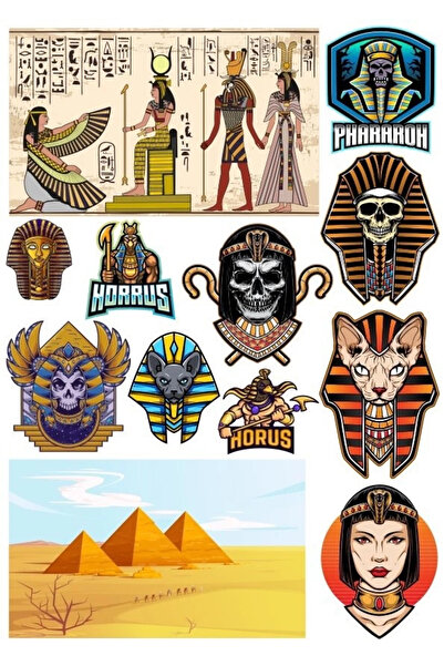 Reysa Tasarım مجموعة ملصقات ذات طابع مصري-3 13 قطعة للهاتف والكمبيوتر اللوحي والكمبيوتر المحمول وملصق الكمبيوتر المحمول