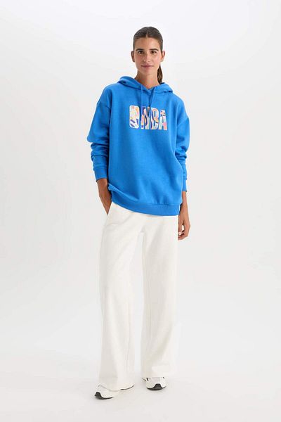 DeFacto DeFactoFit NBA Wordmark Oversize Φαρδιά Μορφή Χοντρό Φούτερ με κουκούλα A9721AX24AU