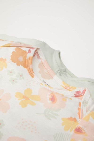 DeFacto Baby-Overall für Neugeborene, tropisch gemustert, gekämmte Baumwolle, 2-teilig, D8298A5NS