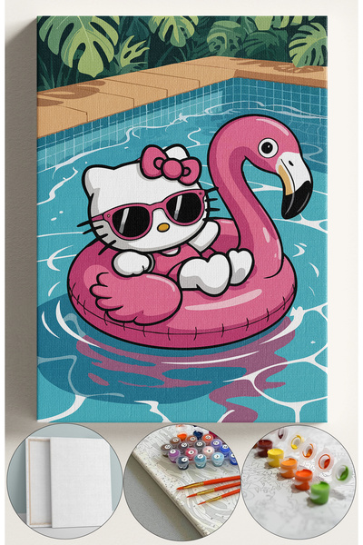 Corvo Çocuk Sayılarla Boyama Numaralı Tuval Seti Fırça Boya Dahil 40x50 Cm HE...